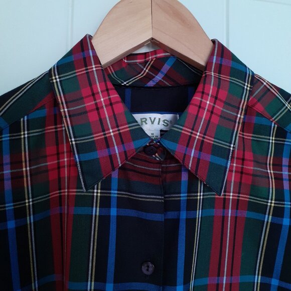Orvis Cotton Blend Long Sleeve Plaid Button Up Shirt Red Black Blue Size 10 - Picture 4 of 12